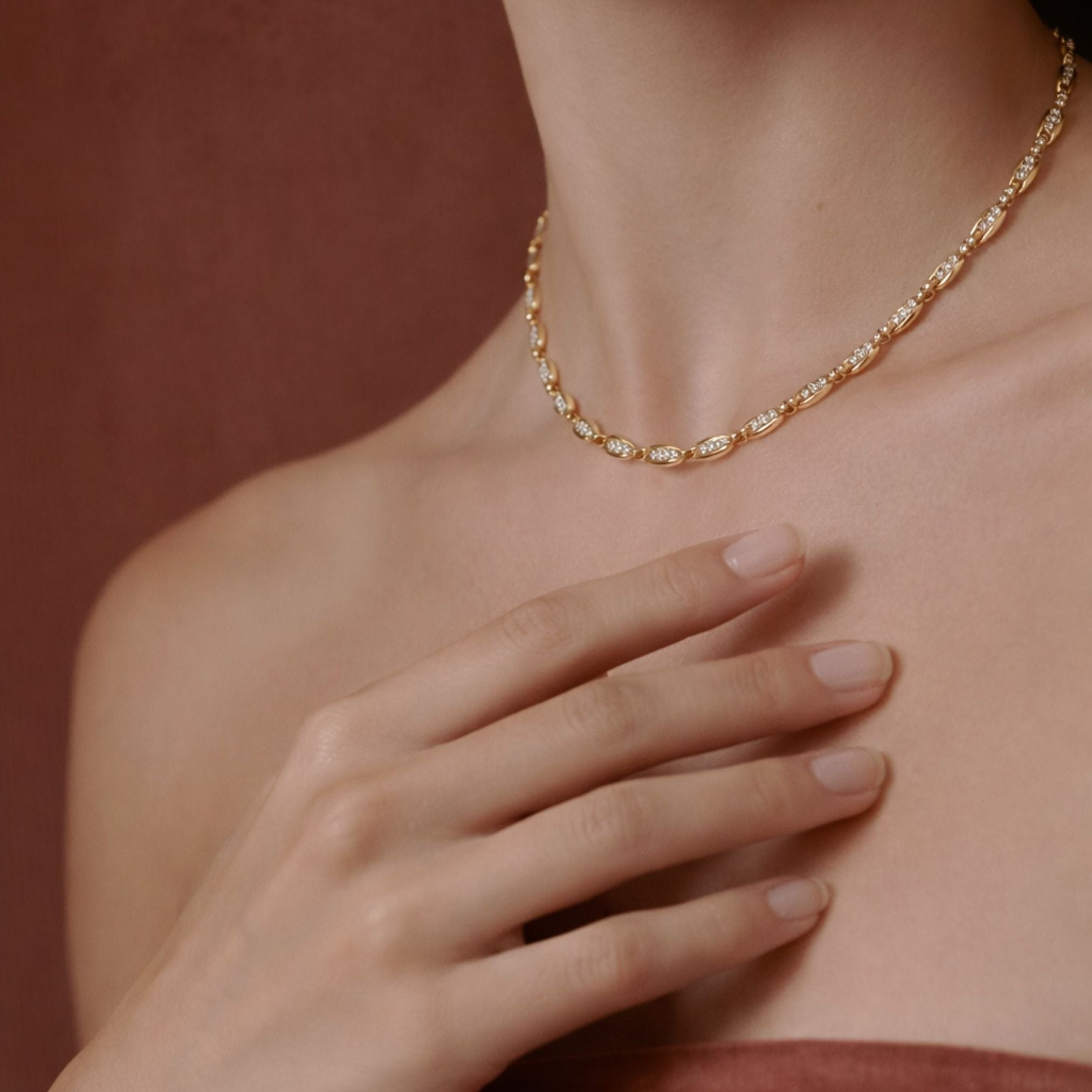 Aurelia Pavé Link Necklace