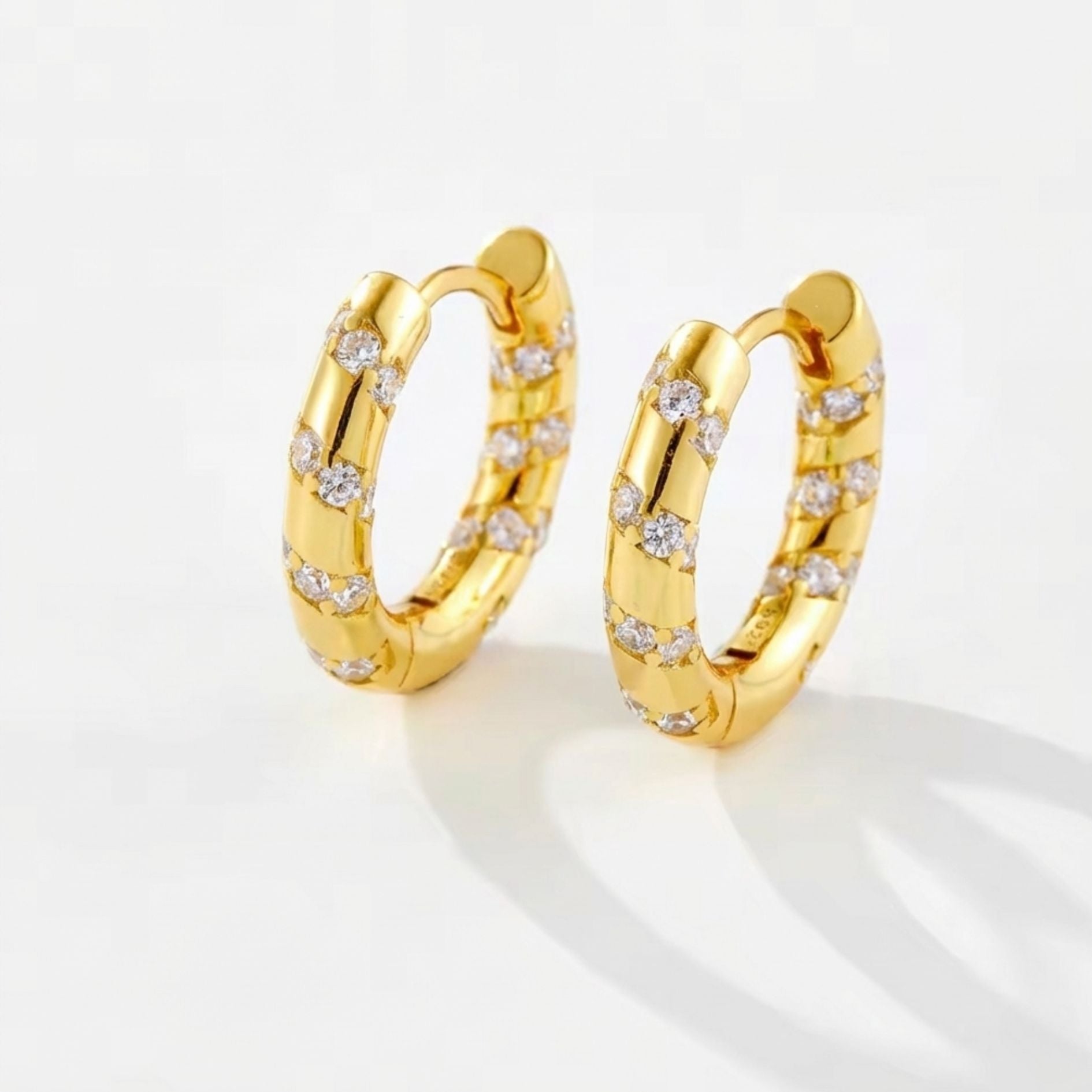 Luxe Pavé Cubic Zirconia Huggie Earrings