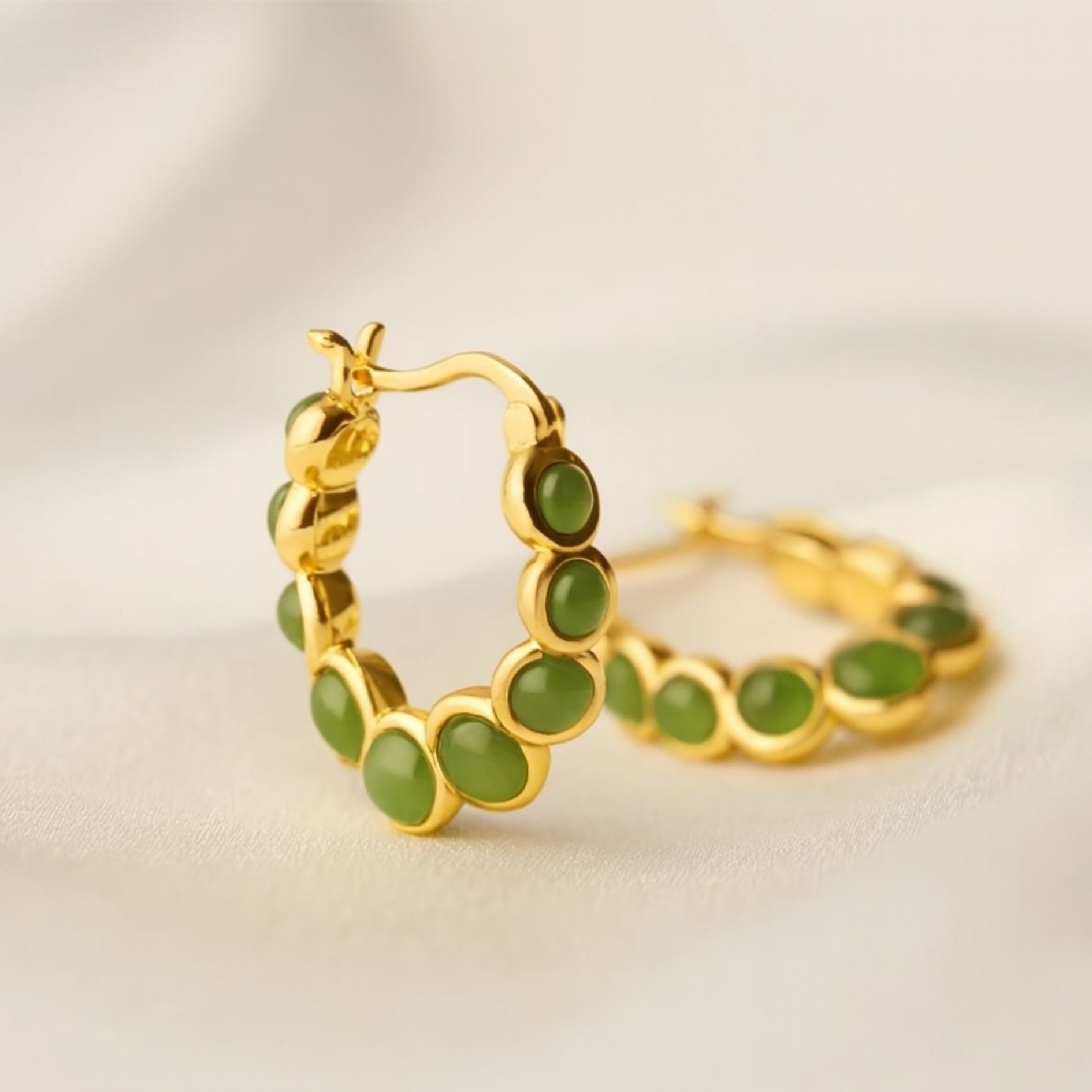 Emerald Tide Jasper Hoops