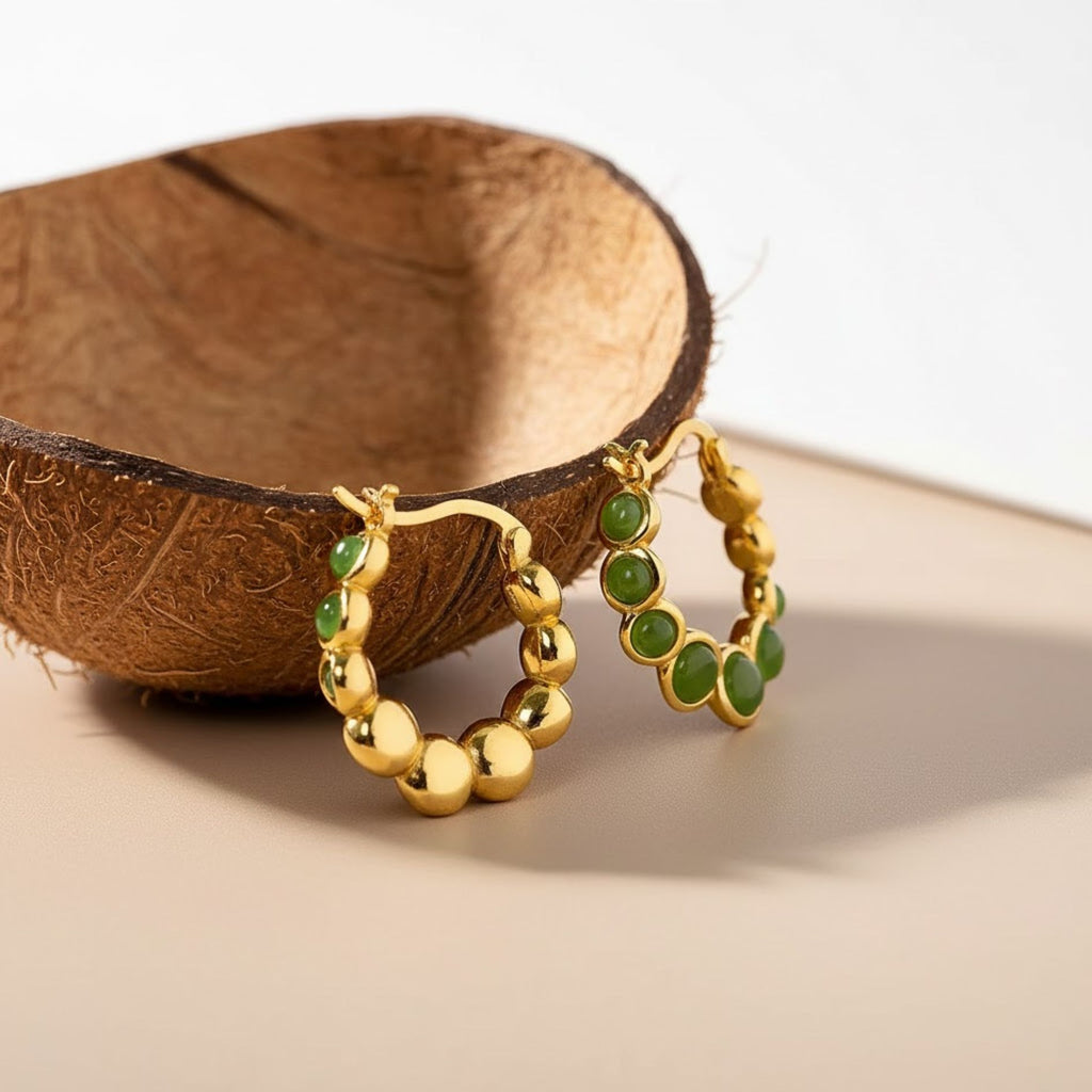 Emerald Tide Jasper Hoops