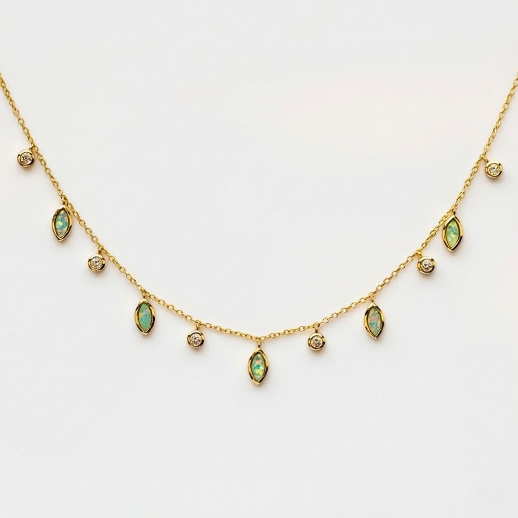 Lumière Opal & Crystal Droplet Necklace