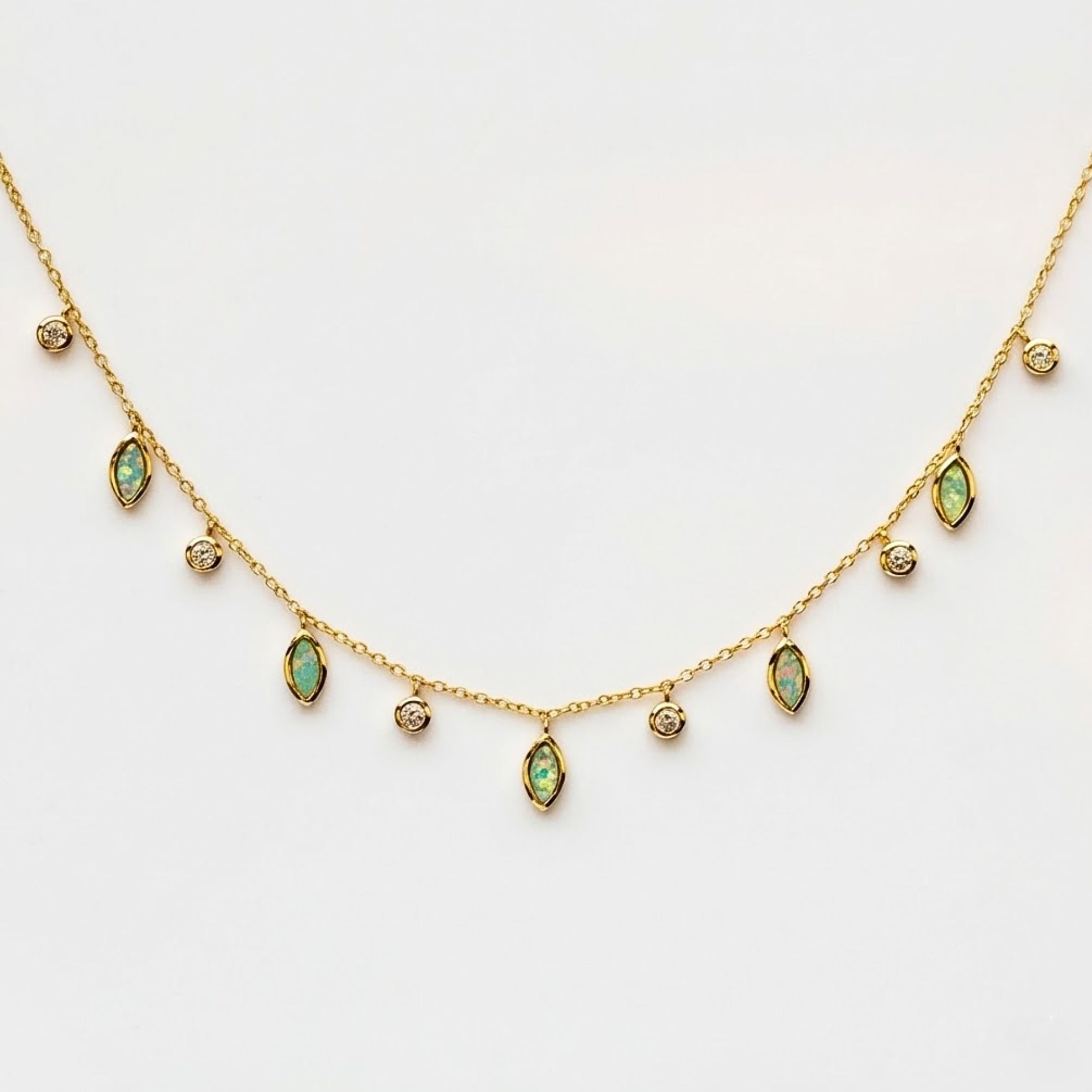 Lumière Opal & Crystal Droplet Necklace