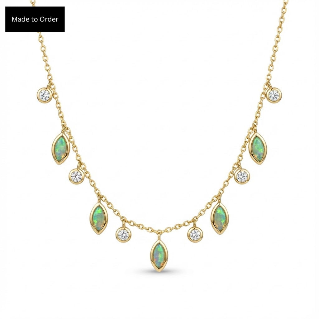 Lumière Opal & Crystal Droplet Necklace