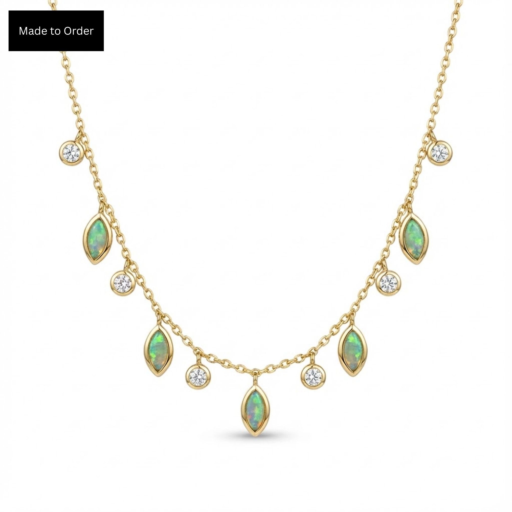 Lumière Opal & Crystal Droplet Necklace