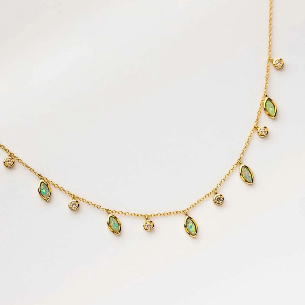 Lumière Opal & Crystal Droplet Necklace