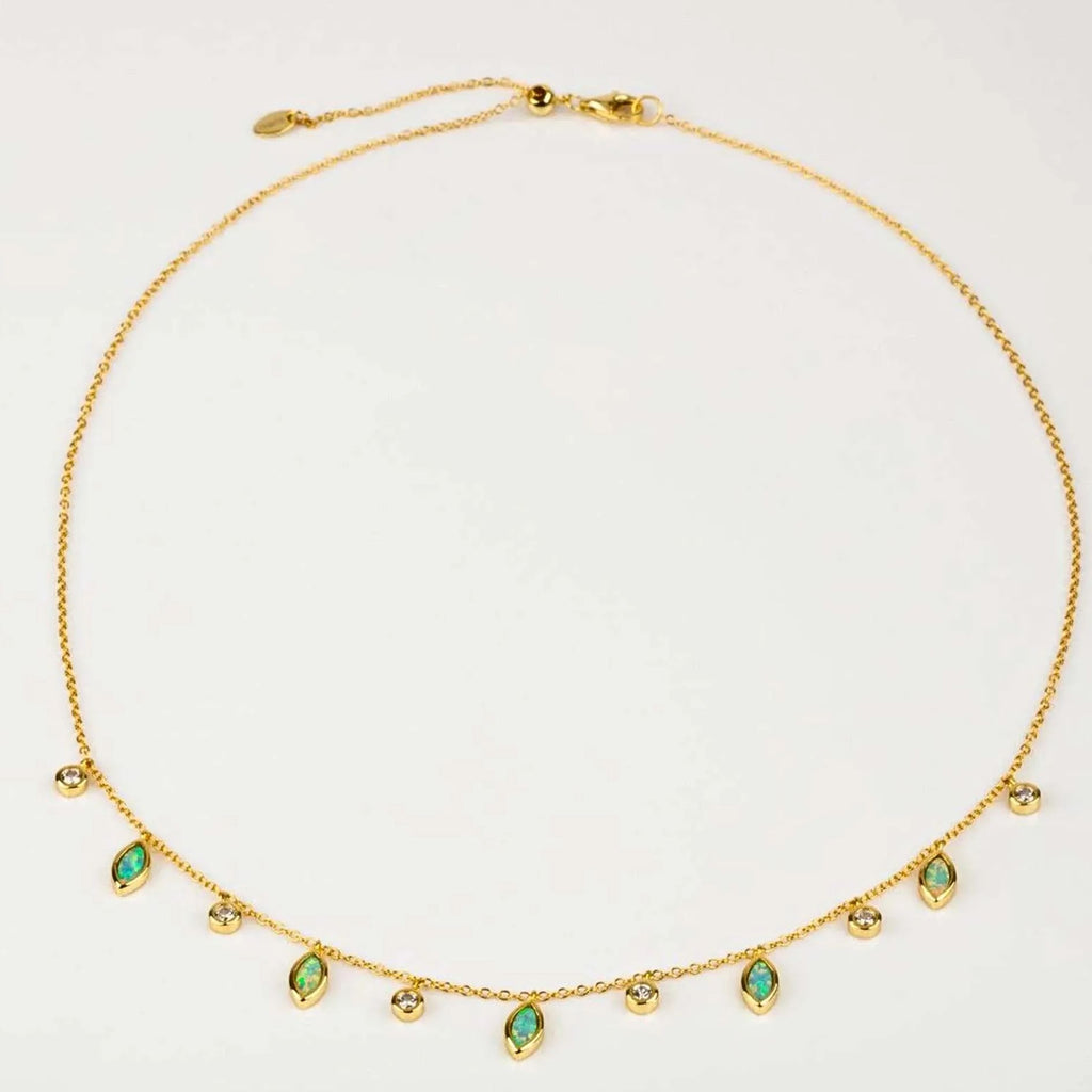 Lumière Opal & Crystal Droplet Necklace