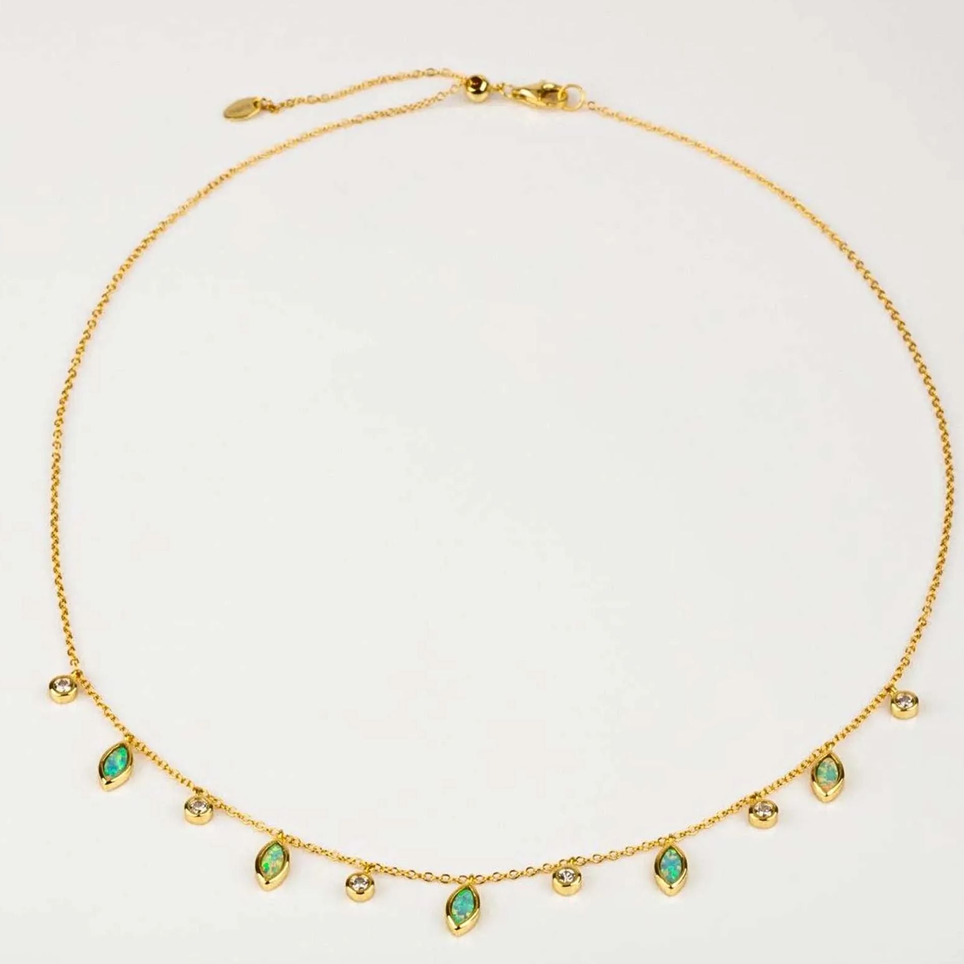 Lumière Opal & Crystal Droplet Necklace