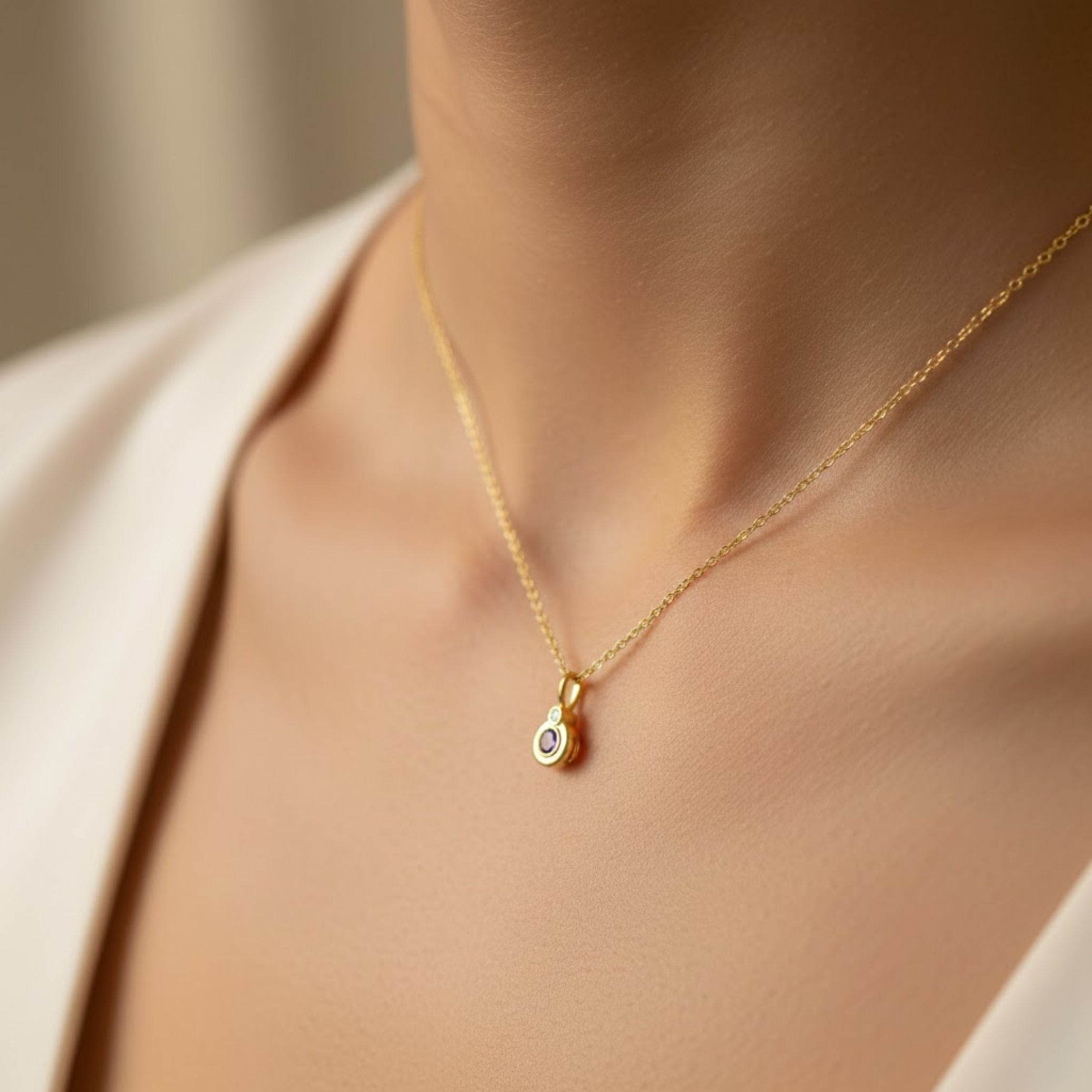 Luna Amethyst Droplet Necklace