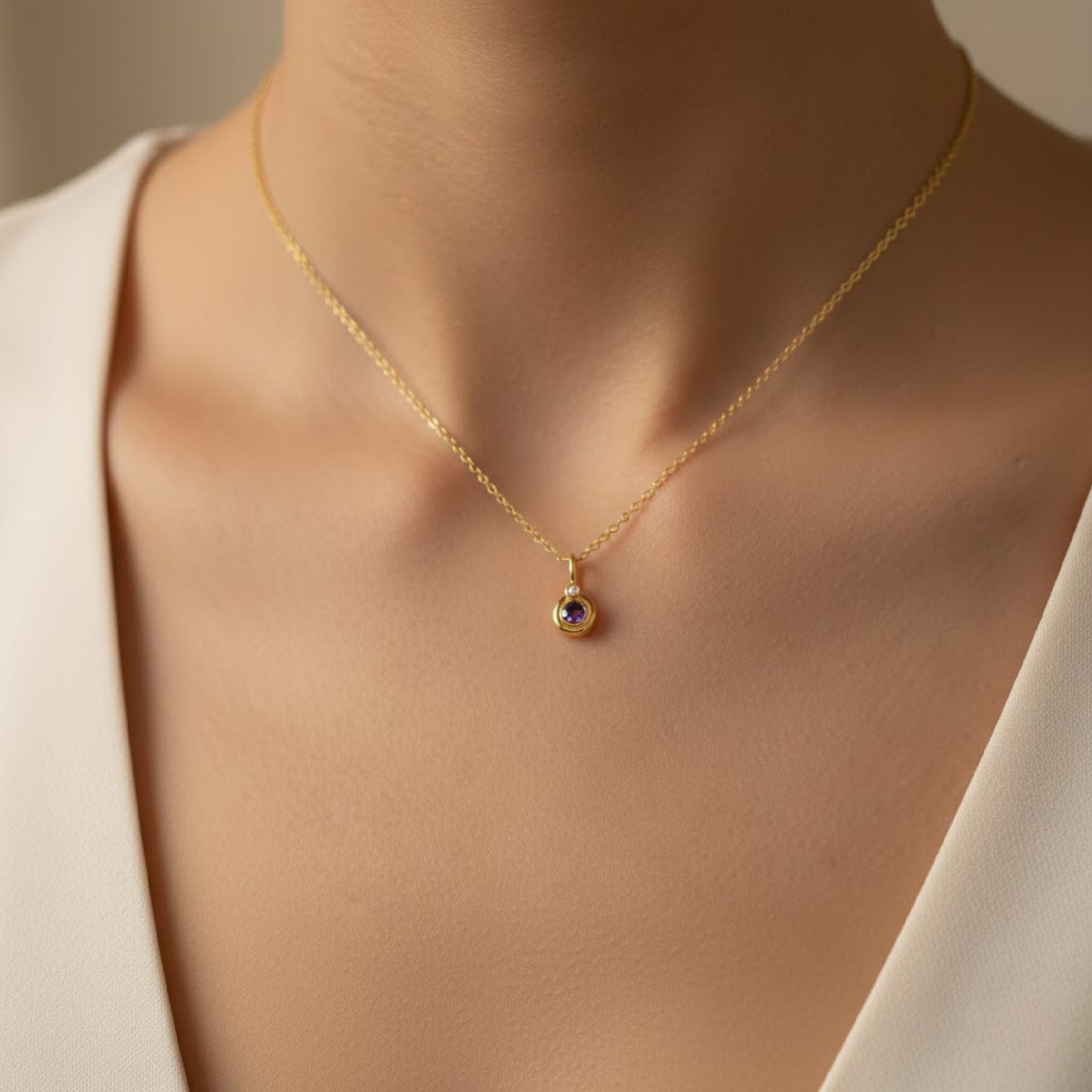 Luna Amethyst Droplet Necklace