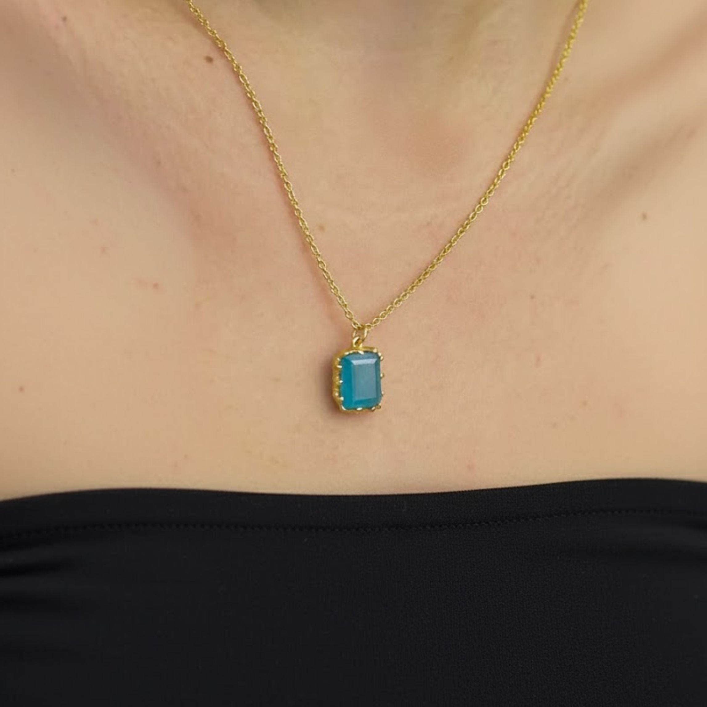 Verdant Glow Dyed Blue Green Quartz Necklace