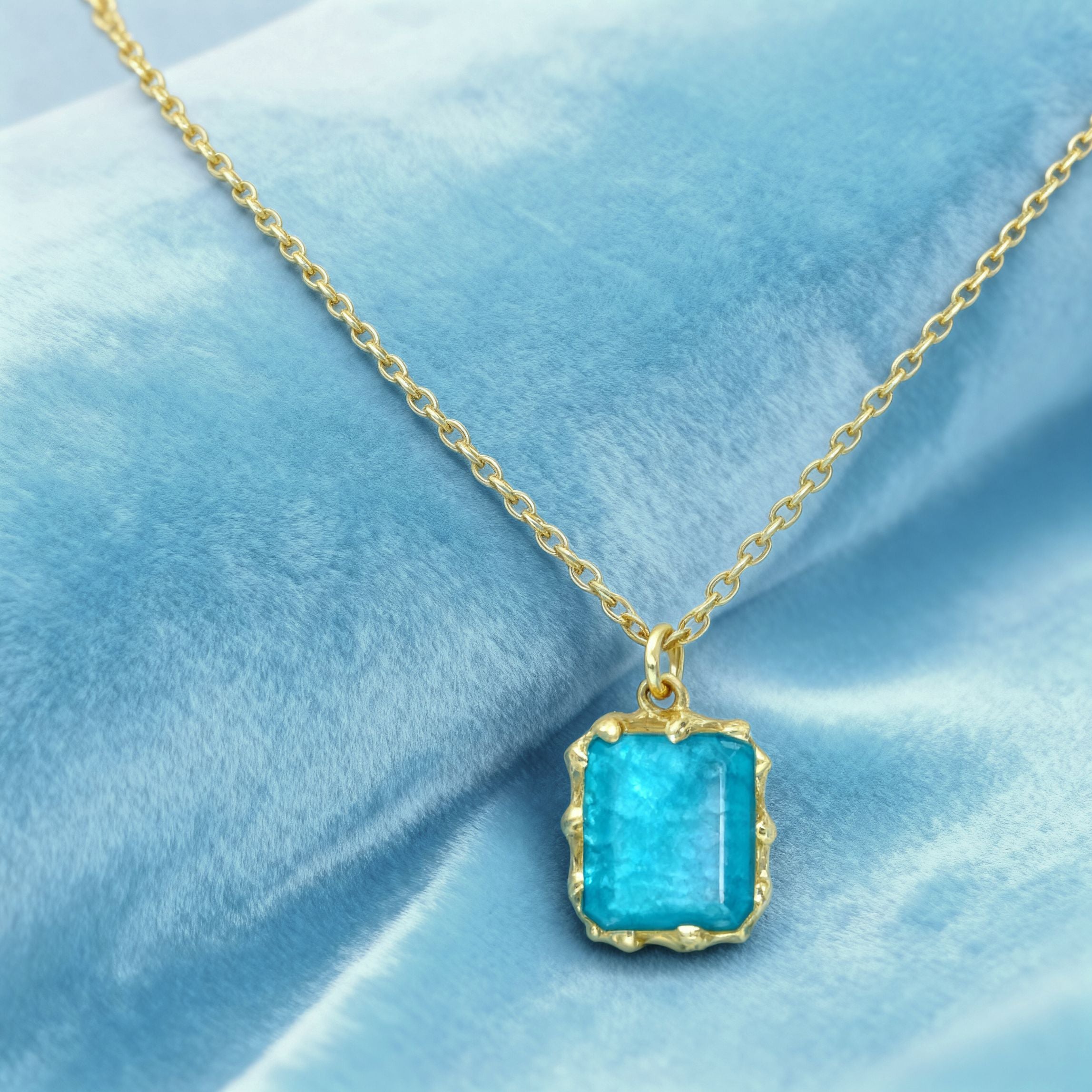 Verdant Glow Dyed Blue Green Quartz Necklace