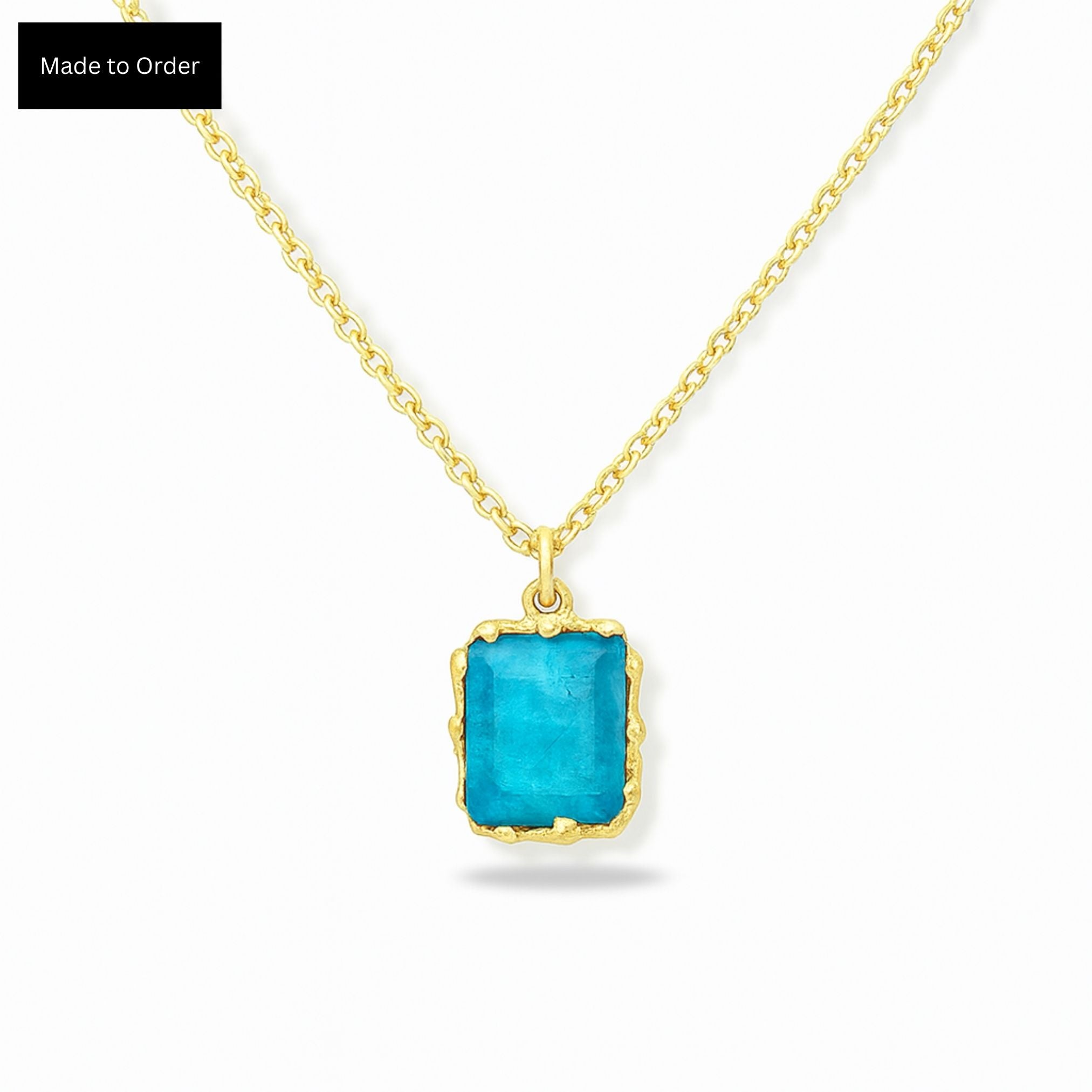 Verdant Glow Dyed Blue Green Quartz Necklace