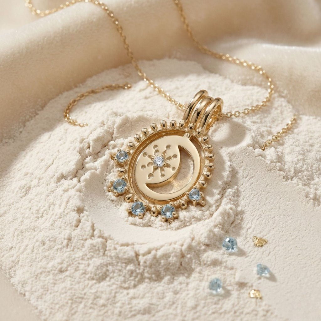 Cosmic Moon & Star Moissanite Pendant