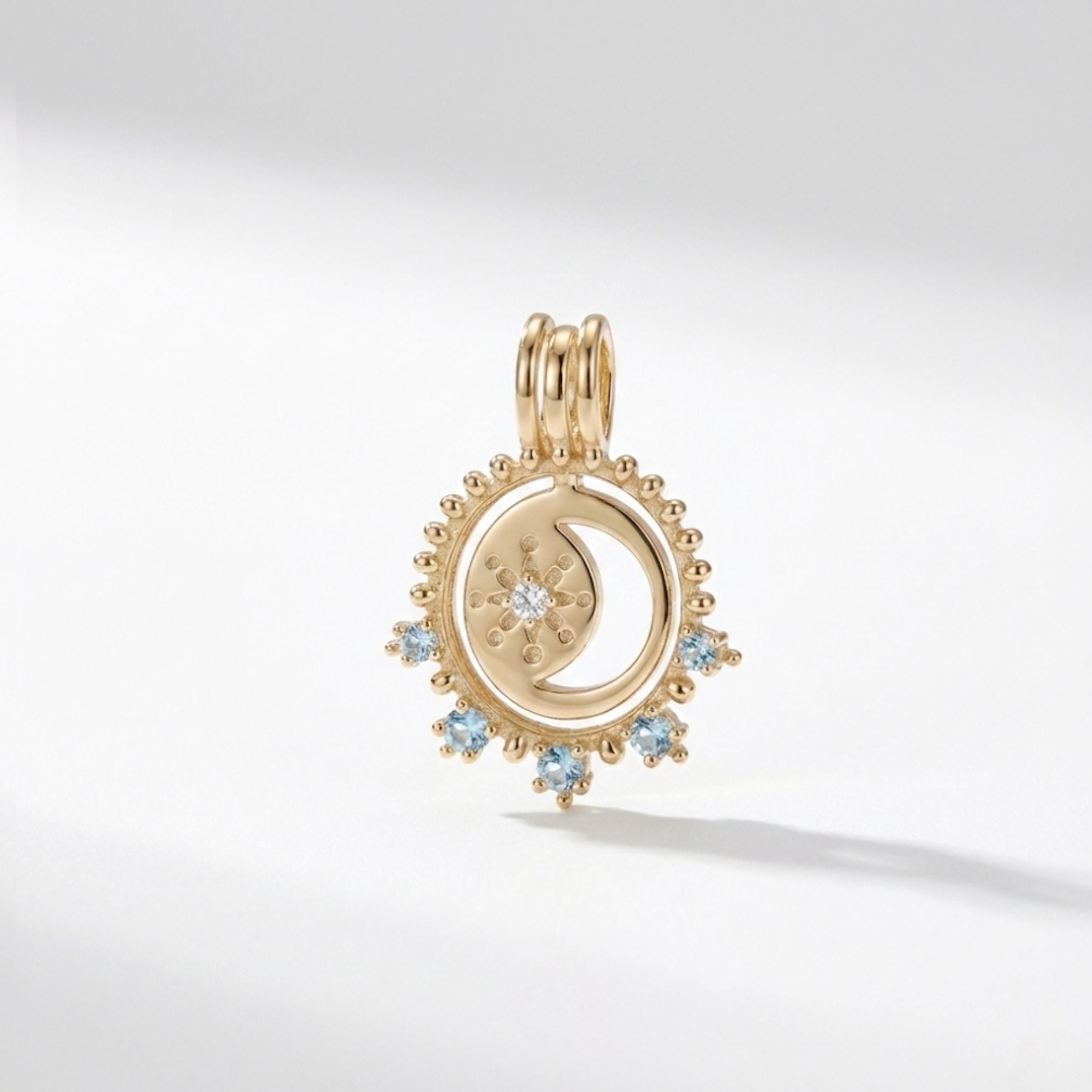 Cosmic Moon & Star Moissanite Pendant