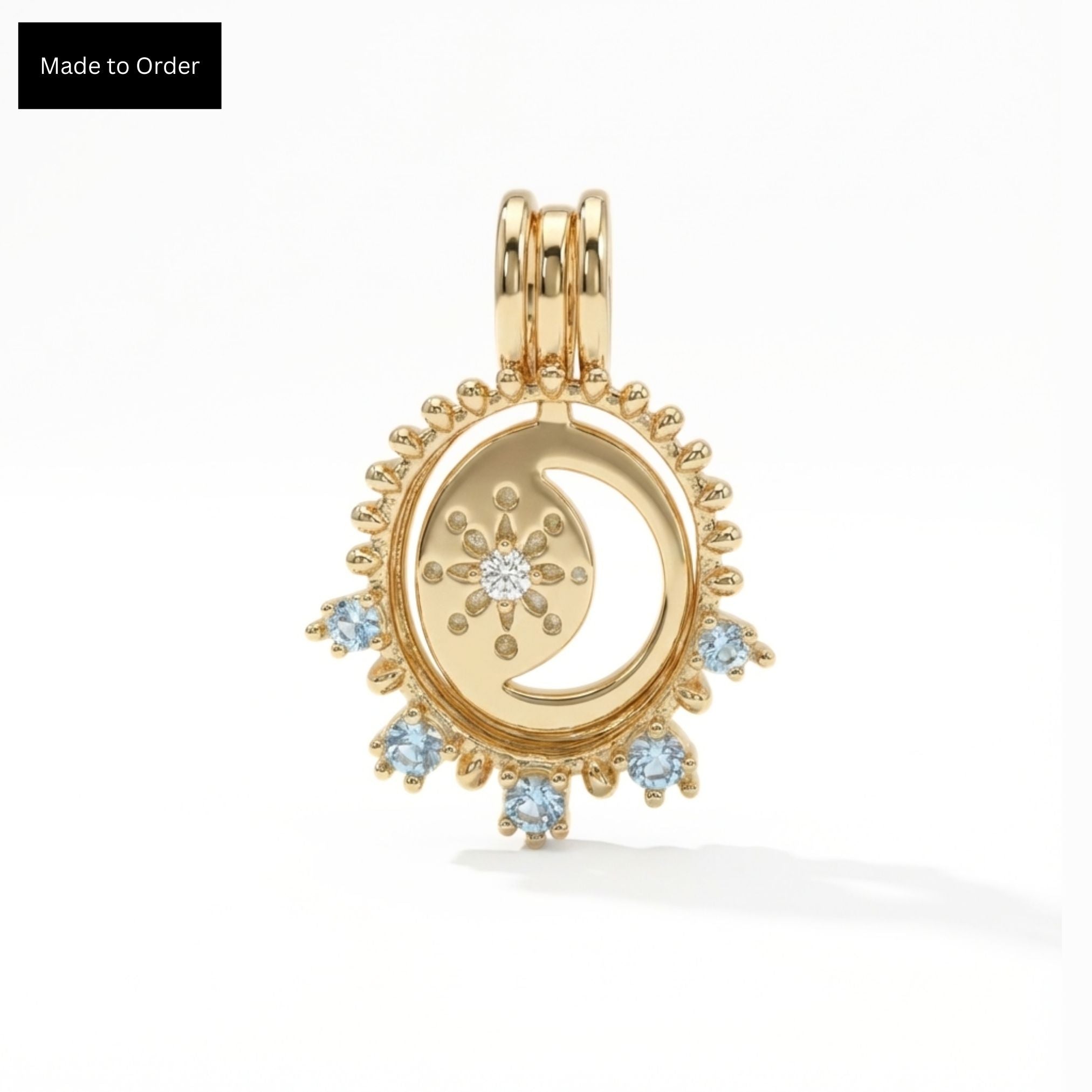 Cosmic Moon & Star Moissanite Pendant