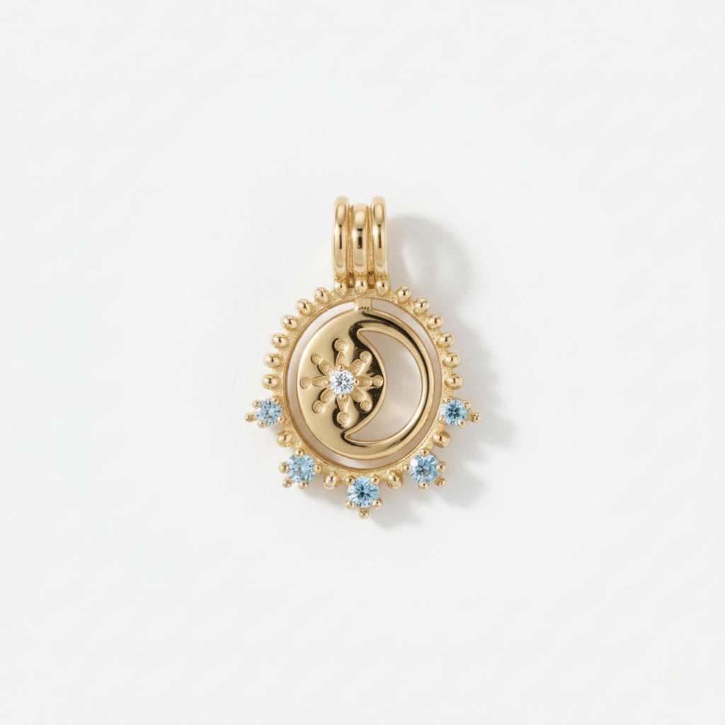 Cosmic Moon & Star Moissanite Pendant