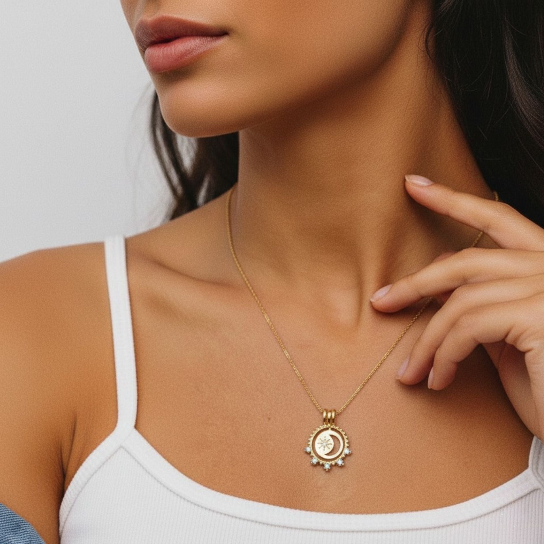 Cosmic Moon & Star Moissanite Pendant