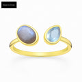 Luminous Labradorite & Sky Topaz Open Ring