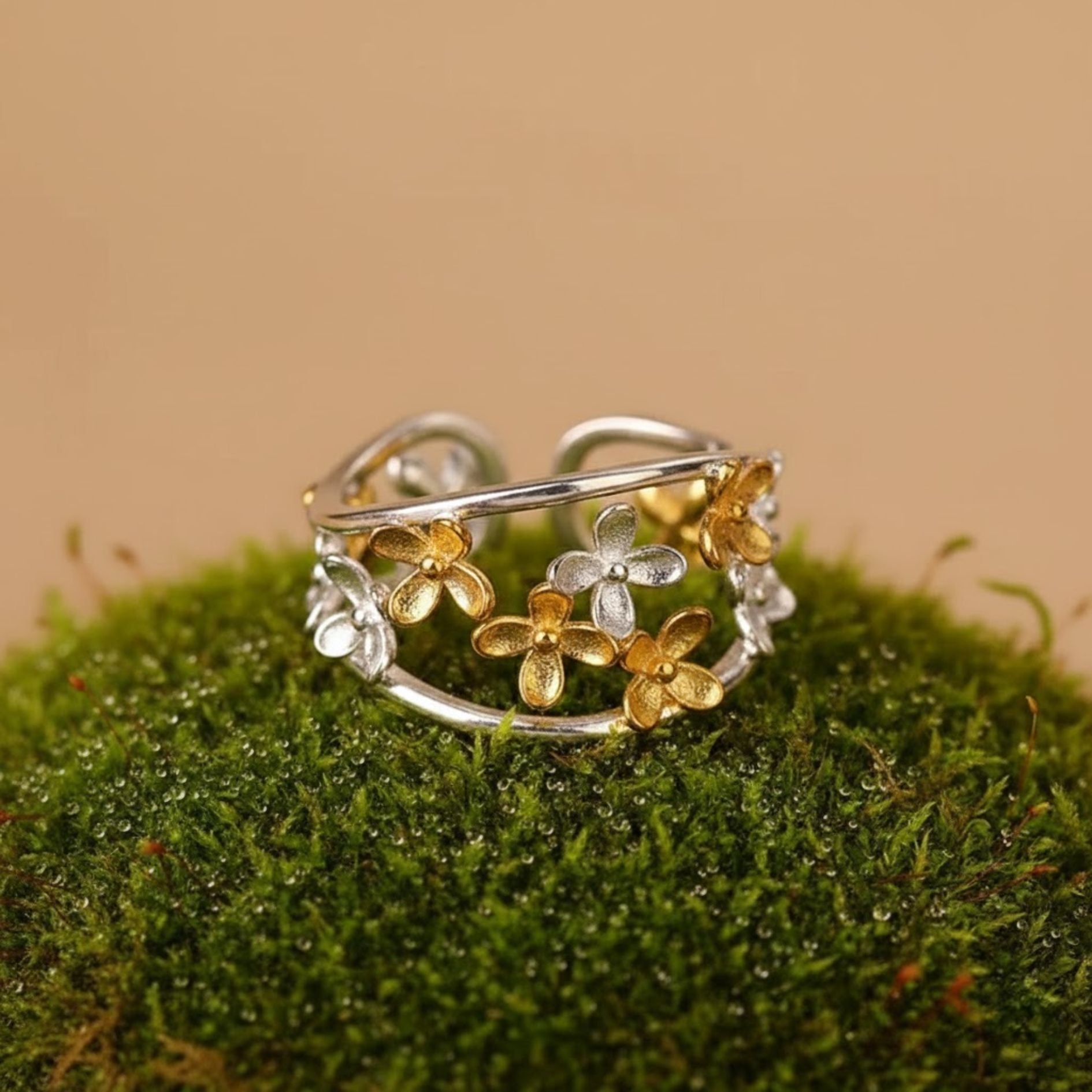 Botanical Bloom Wrap Adjustable Ring