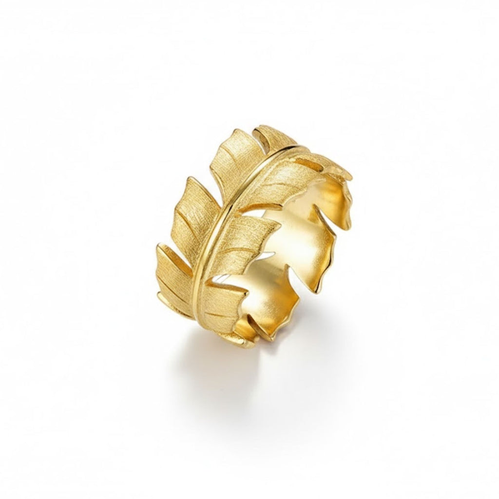 Golden Banana Leaf Wrap Ring