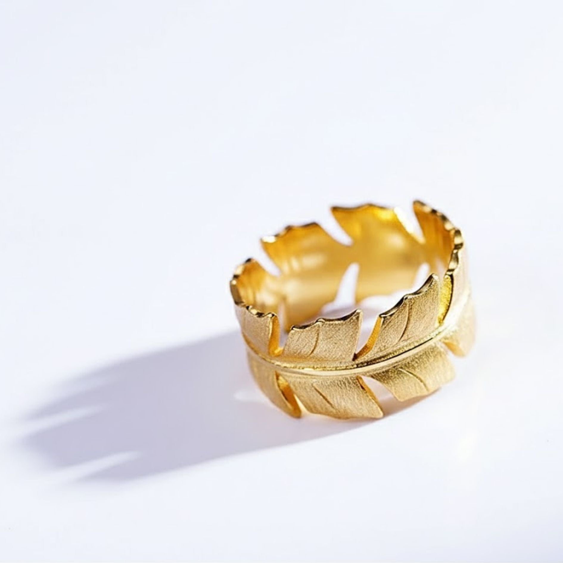 Golden Banana Leaf Wrap Ring