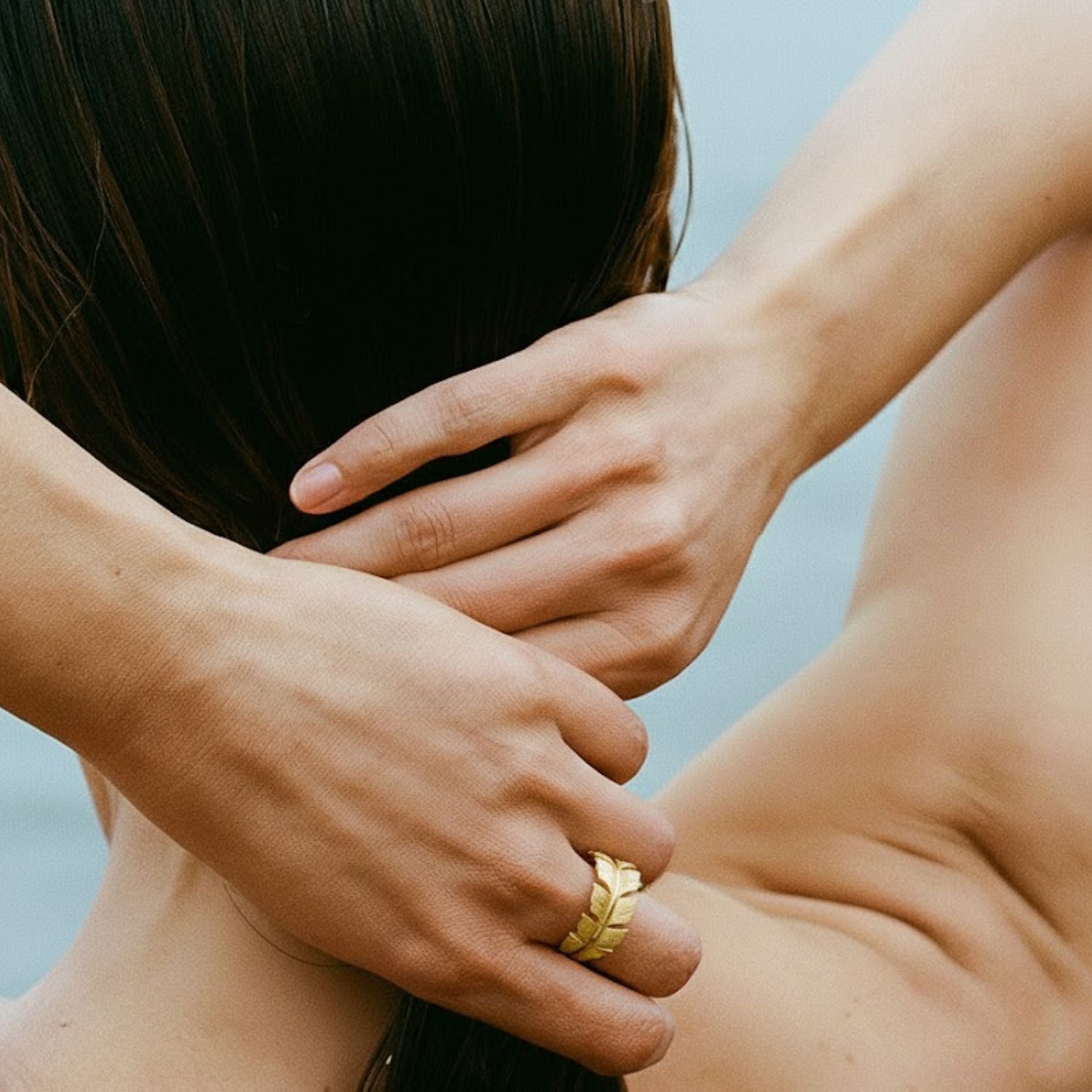 Golden Banana Leaf Wrap Ring